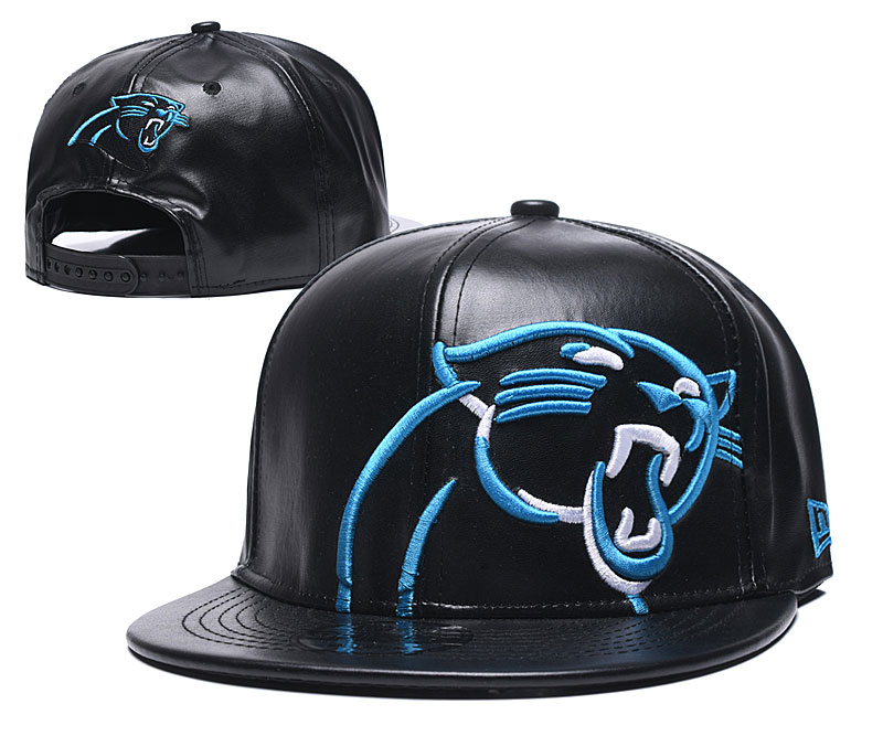 Panthers Team Logo Black Leather Adjustable Hat GS - Click Image to Close