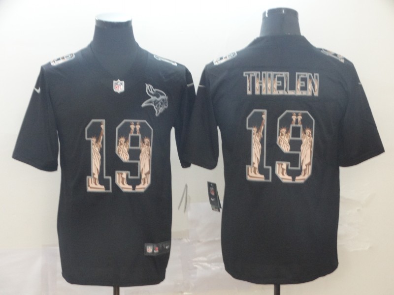 Nike Vikings 19 Adam Thielen Black Statue of Liberty Limited Jersey - Click Image to Close