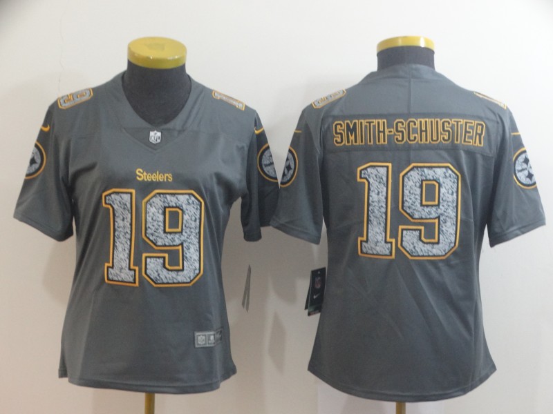 Nike Steelers 19 JuJu Smith-Schuster Gray Camo Women Vapor Untouchable Limited Jersey