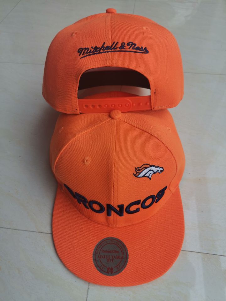 Broncos Team Logo Orange Mitchell & Ness Adjustable Hat LT
