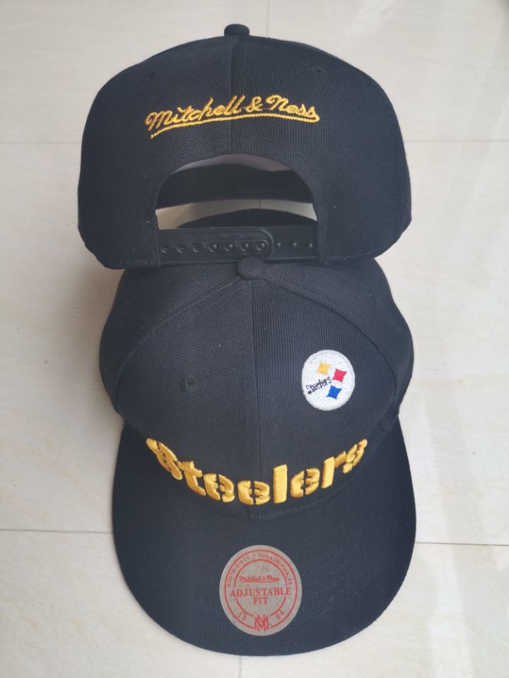 Steelers Team Logo Black Mitchell & Ness Adjustable Hat LT Steelers Team Logo Black Mitchell & Ness Adjustable Hat LT