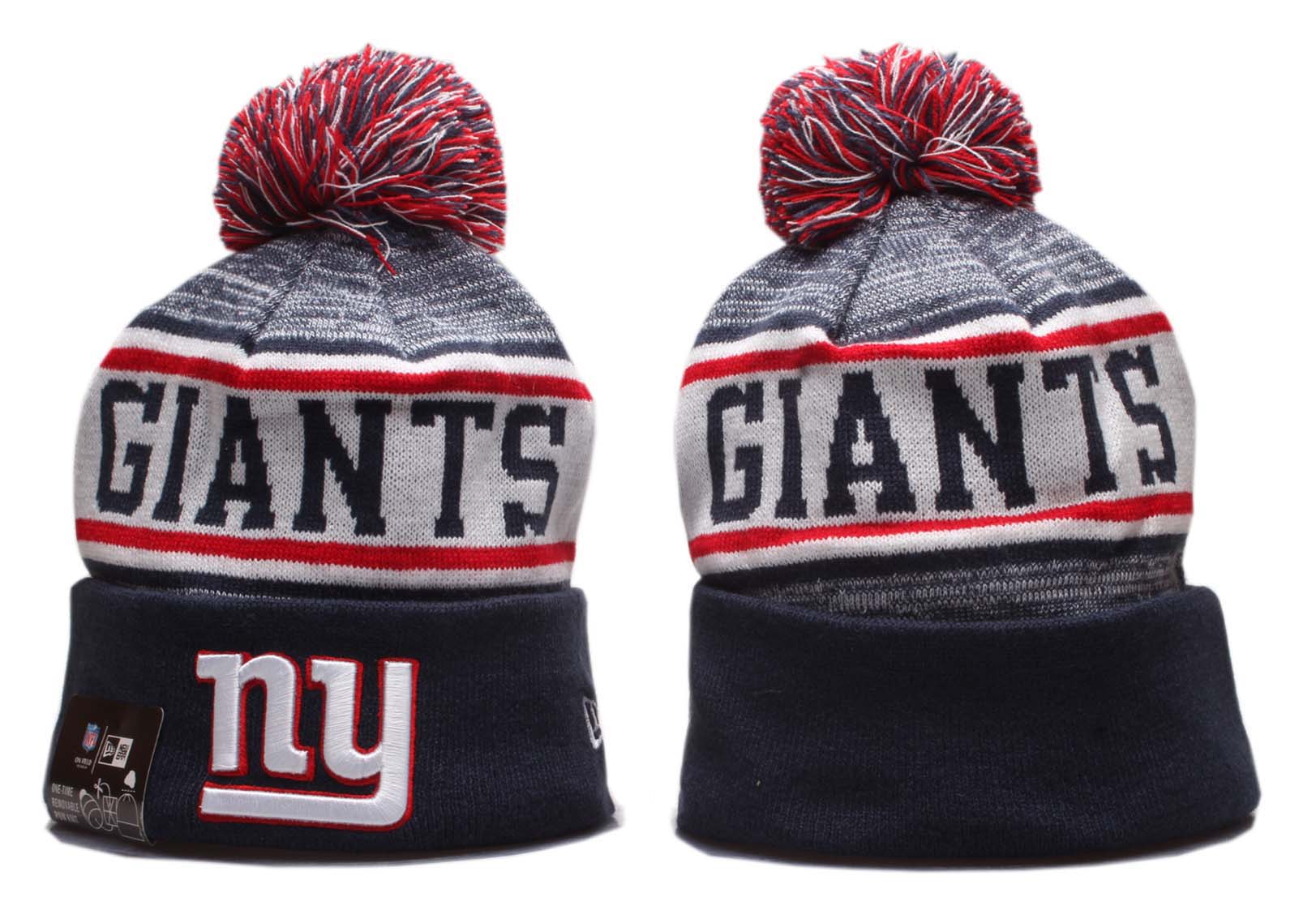 New York Giants Team Logo Gray Pom Knit Hat YD