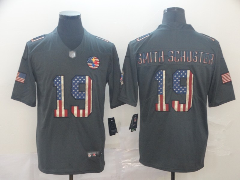 Nike Steelers 19 JuJu Smith-Schuster 2019 Salute To Service USA Flag Fashion Limited Jersey