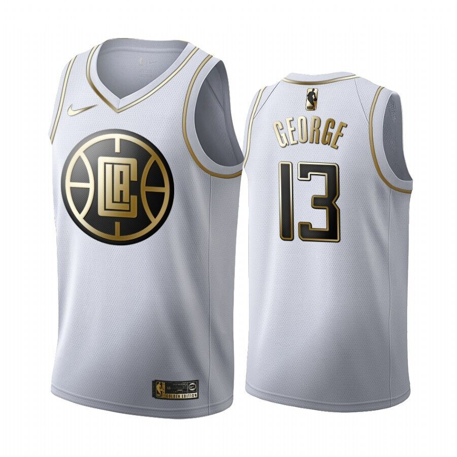 Clippers 13 Paul George White Gold Swingman Jersey