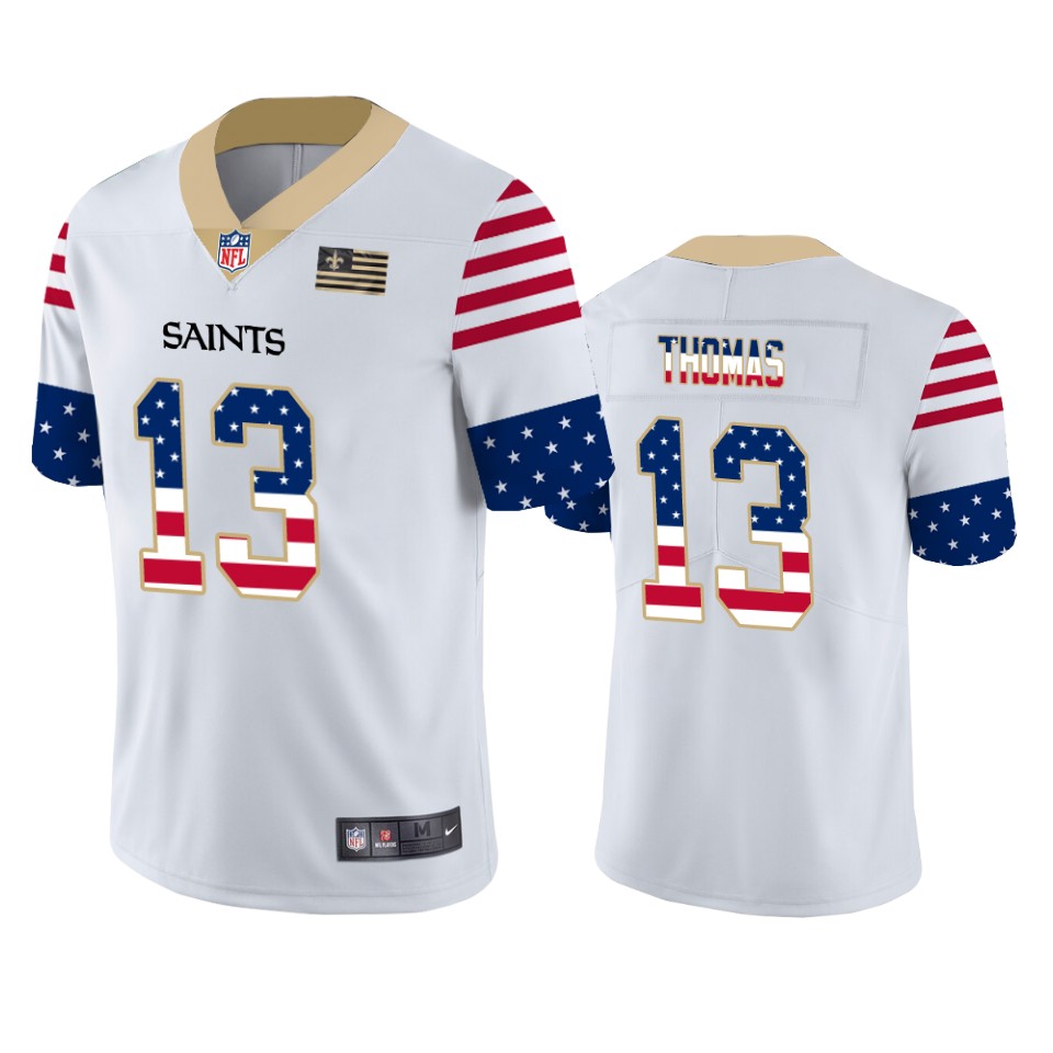 Nike Saints 13 Michael Thomas White USA Flag Fashion Limited Jersey