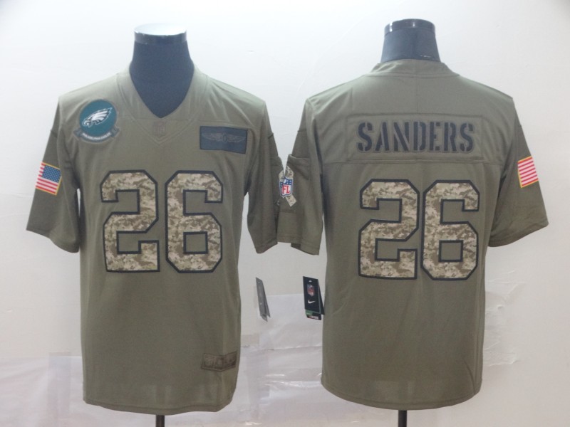 Nike Eagles 26 Miles Sanders 2019 Olive Camo Salute To Service Limited Jersey - Click Image to Close