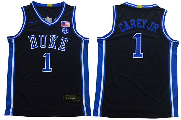 Duke Blue Devils 1 Vernon Carey Jr Black College Basketball Jersey