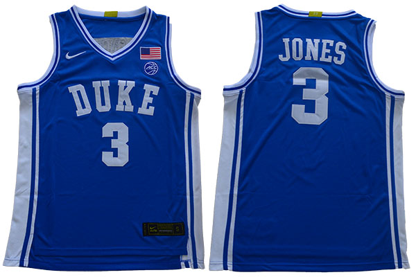 Duke Blue Devils 3 Tre Jones Blue College Basketball Jersey