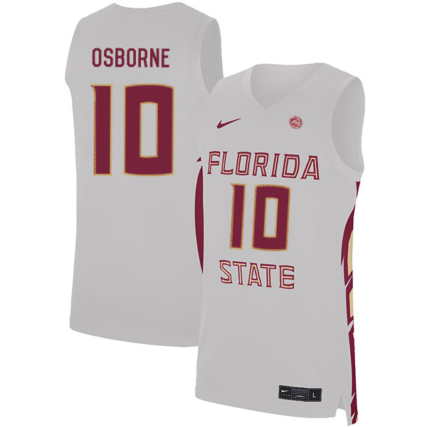 Florida State Seminoles 10 Malik Osborne White Nike Basketball College Jersey