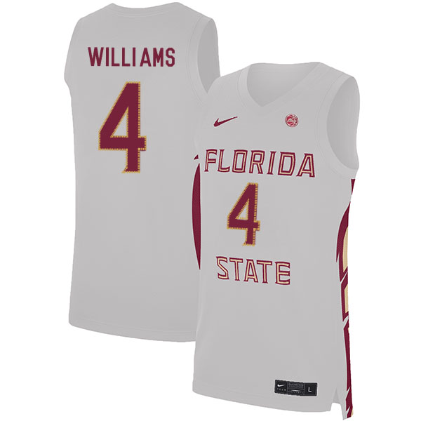 Florida State Seminoles 4 Patrick Williams White Nike Basketball College Jersey