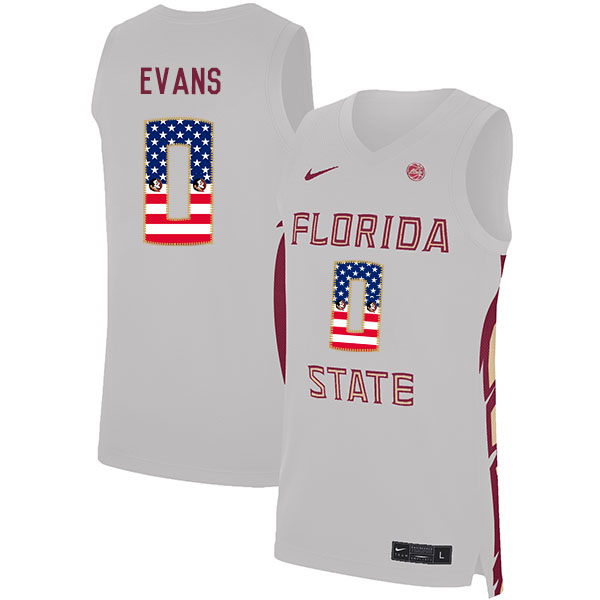 Florida State Seminoles 0 Rayquan Evans White Nike USA Flag Basketball College Jersey