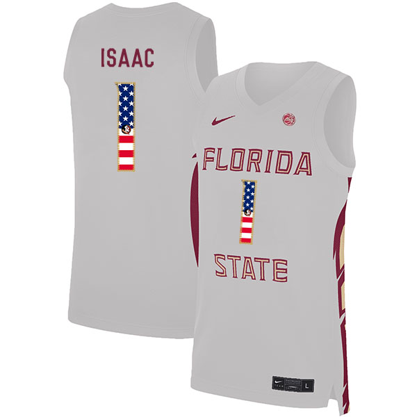 Florida State Seminoles 1 Jonathan Isaac White Nike USA Flag Basketball College Jersey