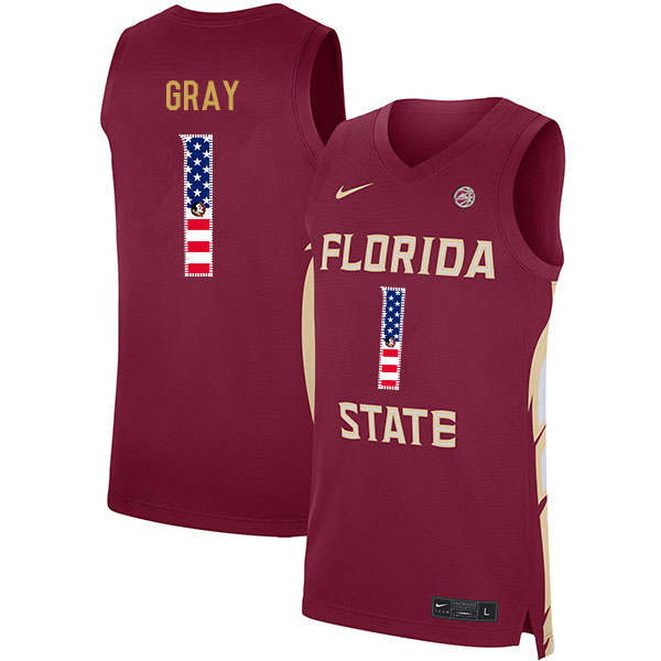 Florida State Seminoles 1 RaiQuan Gray Red Nike USA Flag Basketball College Jersey