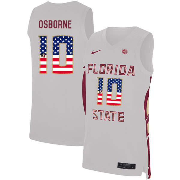 Florida State Seminoles 10 Malik Osborne White Nike USA Flag Basketball College Jersey