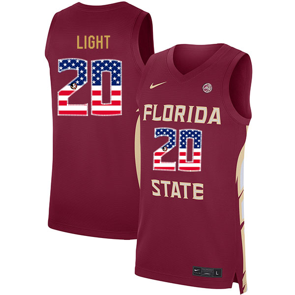 Florida State Seminoles 20 Travis Light Red Nike USA Flag Basketball College Jersey