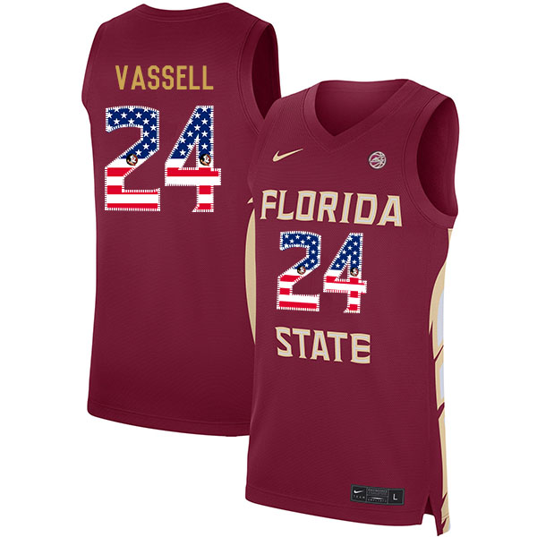 Florida State Seminoles 24 Devin Vassell Red Nike USA Flag Basketball College Jersey