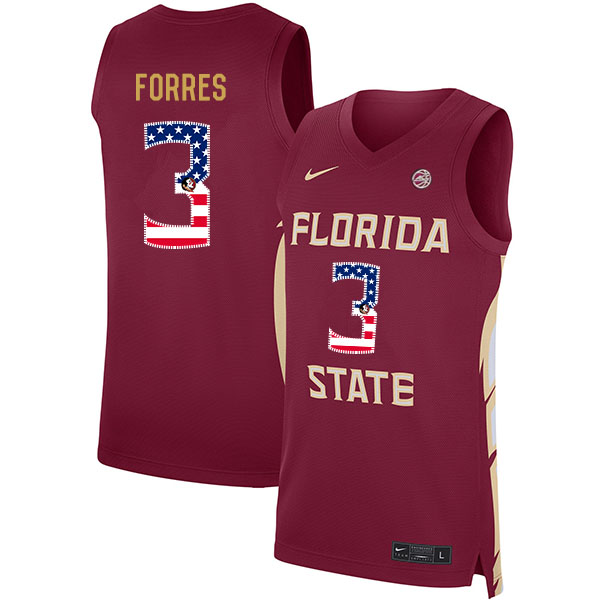 Florida State Seminoles 3 Trent Forrest Red Nike USA Flag Basketball College Jersey