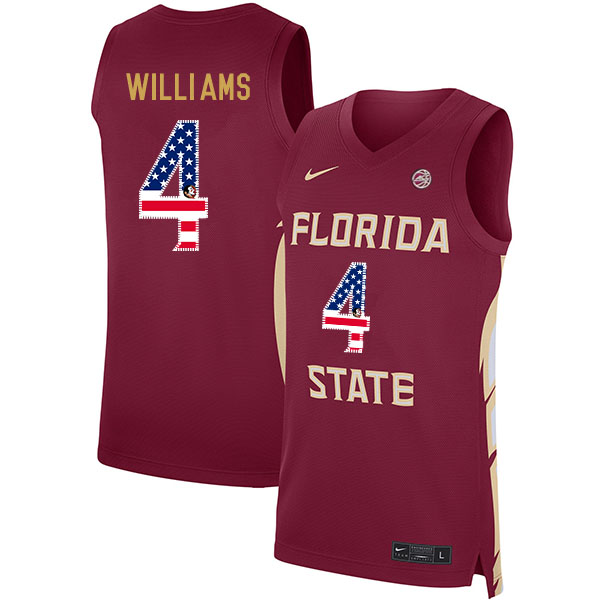 Florida State Seminoles 4 Patrick Williams Red Nike USA Flag Basketball College Jersey