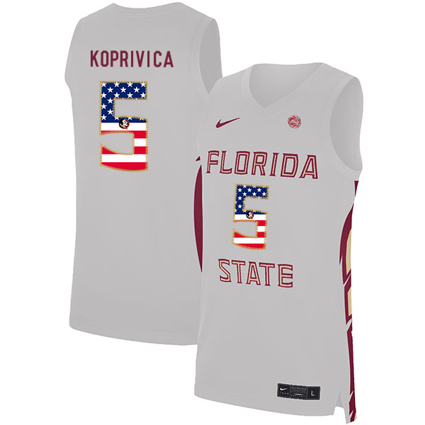 Florida State Seminoles 5 Balsa Koprivica White Nike USA Flag Basketball College Jersey