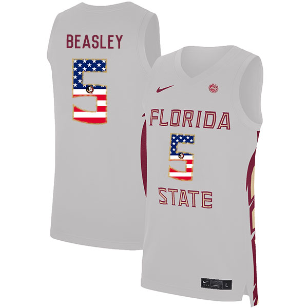 Florida State Seminoles 5 Malik Beasley White Nike USA Flag Basketball College Jersey