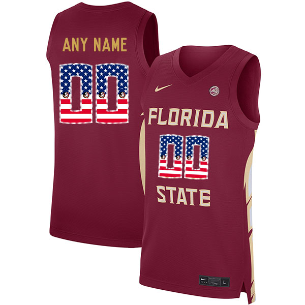 Florida State Seminoles Customized Red Nike USA Flag Basketball College Jersey