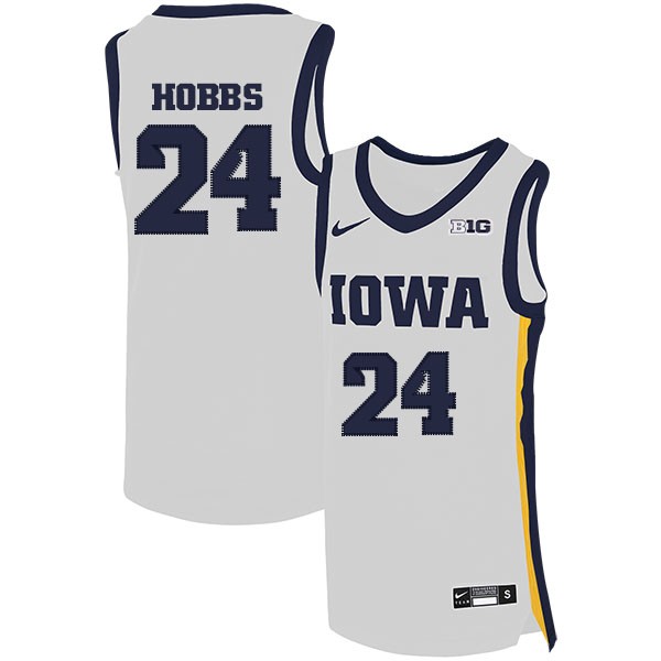 Iowa Hawkeyes 24 Nicolas Hobbs White Nike Basketball College Jersey