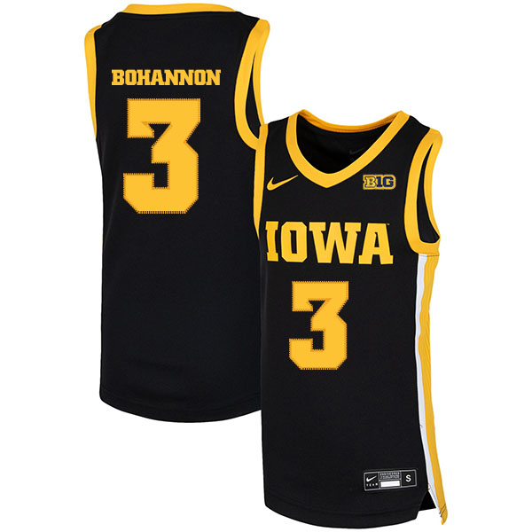 Iowa Hawkeyes 3 Jordan Bohannon Black Nike Basketball College Jersey - Click Image to Close