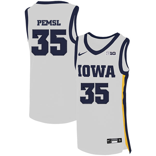 Iowa Hawkeyes 35 Cordell Pemsl White Nike Basketball College Jersey