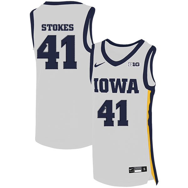 Iowa Hawkeyes 41 Greg Stokes White Nike Basketball College Jersey