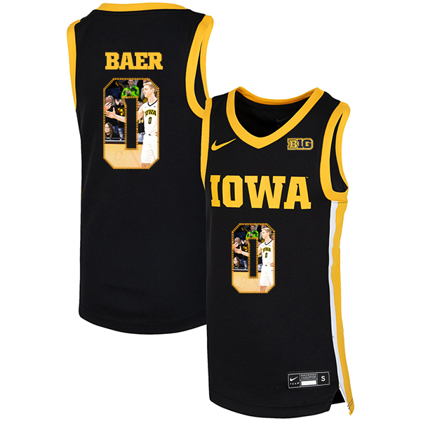 Iowa Hawkeyes 0 Michael Baer Black Nike Basketball College Fashion Jersey