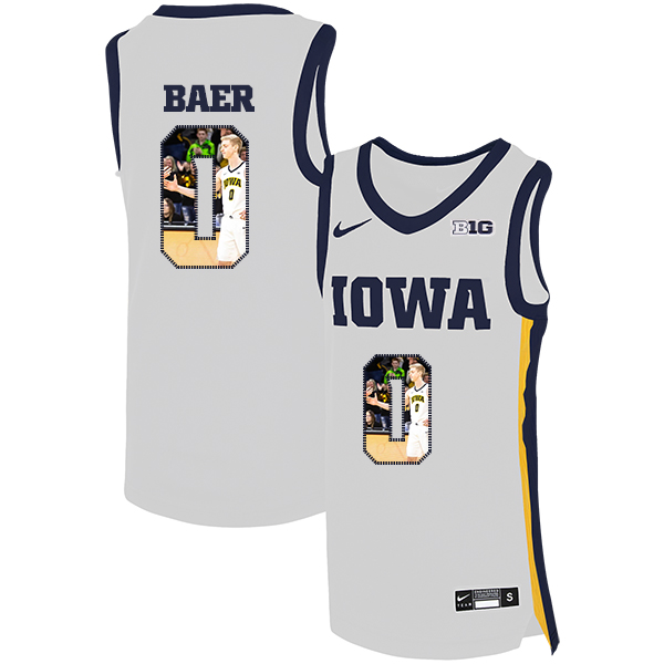 Iowa Hawkeyes 0 Michael Baer White Nike Basketball College Fashion Jersey