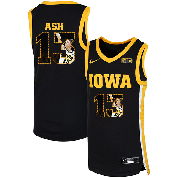 Iowa Hawkeyes 13 Austin Ash Black Nike Basketball College Fashion Jersey