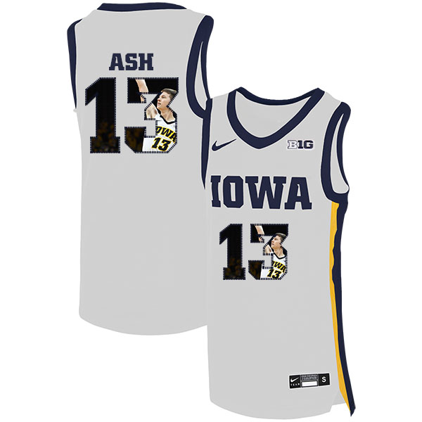 Iowa Hawkeyes 13 Austin Ash White Nike Basketball College Fashion Jersey - Click Image to Close