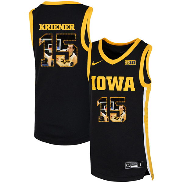 Iowa Hawkeyes 15 Ryan Kriener Black Nike Basketball College Fashion Jersey