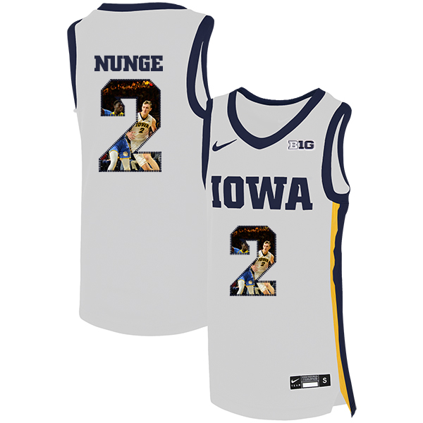 Iowa Hawkeyes 2 Jack Nunge White Nike Basketball College Fashion Jersey