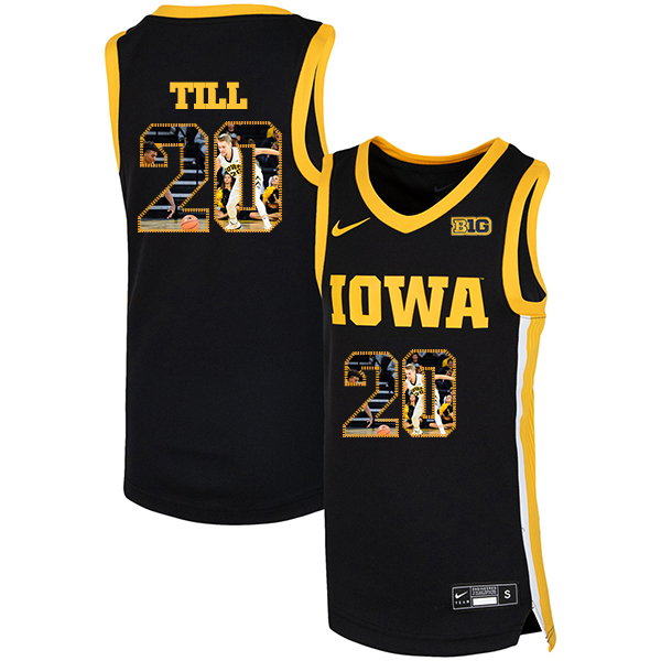 Iowa Hawkeyes 20 Riley Till Black Nike Basketball College Fashion Jersey