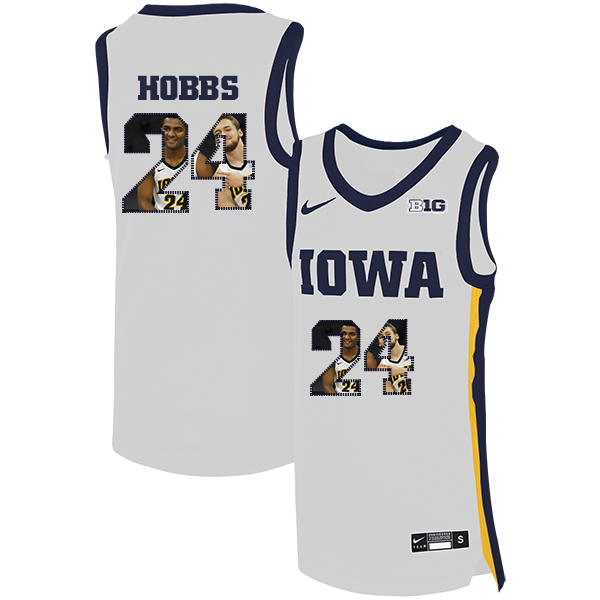 Iowa Hawkeyes 24 Nicolas Hobbs White Nike Basketball College Fashion Jersey