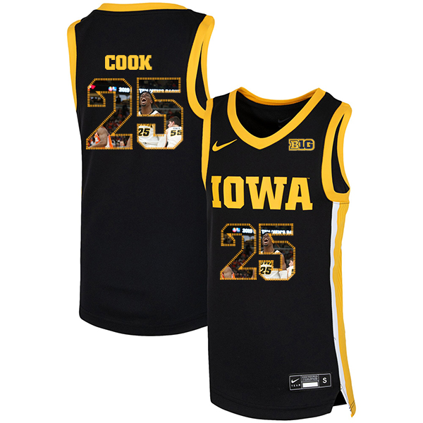 Iowa Hawkeyes 25 Tyler Cook Black Nike Basketball College Fashion Jersey