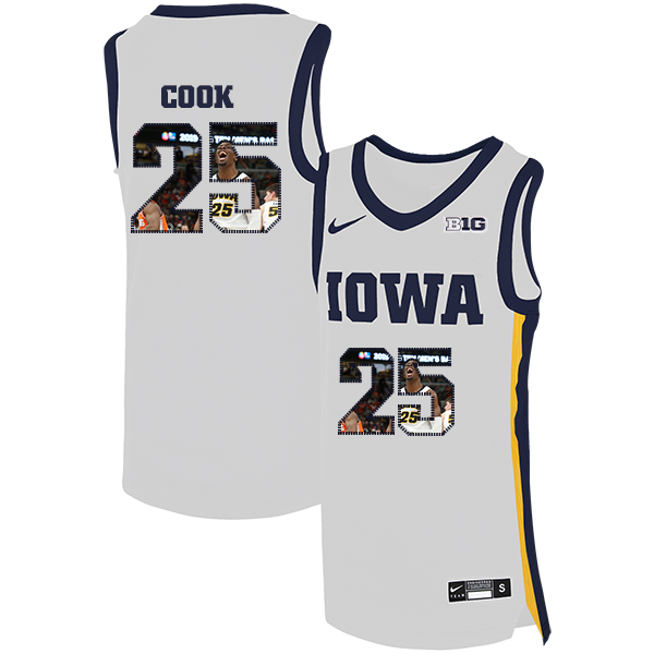 Iowa Hawkeyes 25 Tyler Cook White Nike Basketball College Fashion Jersey