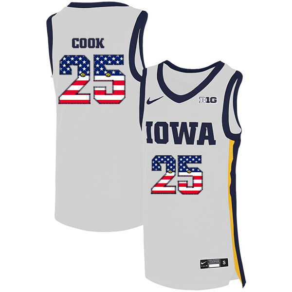 Iowa Hawkeyes 25 Tyler Cook White Nike USA Flag Basketball College Jersey