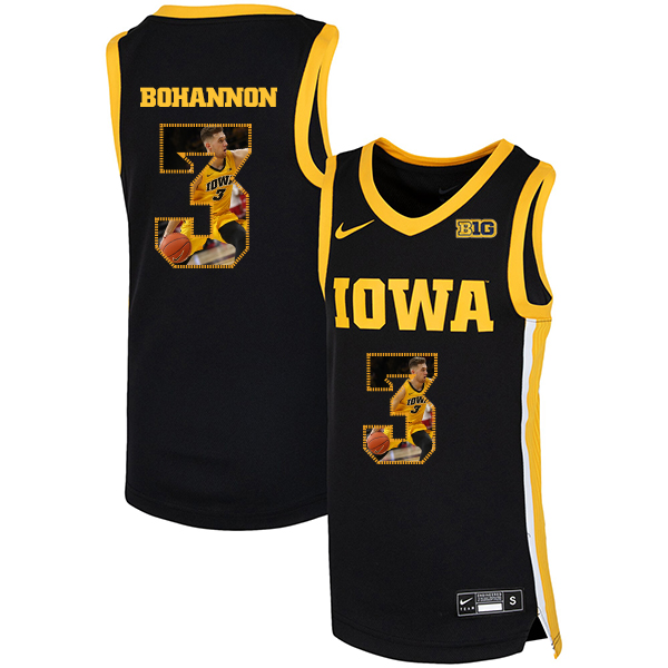 Iowa Hawkeyes 3 Jordan Bohannon Black Nike Basketball College Fashion Jersey