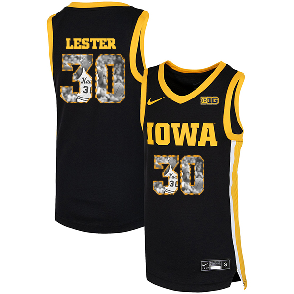 Iowa Hawkeyes 30 Ronnie Lester Black Nike Basketball College Fashion Jersey