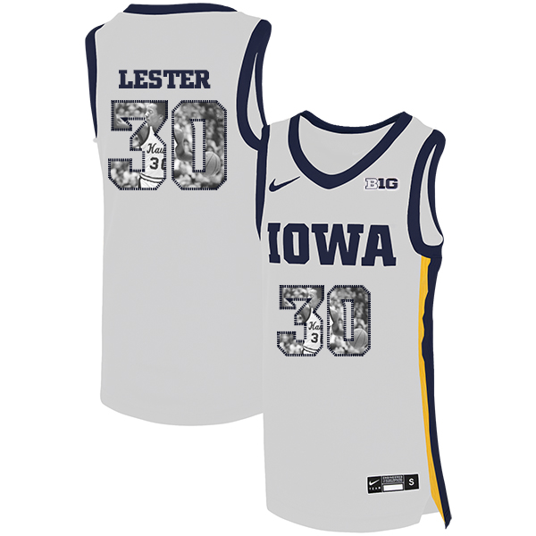 Iowa Hawkeyes 30 Ronnie Lester White Nike Basketball College Fashion Jersey