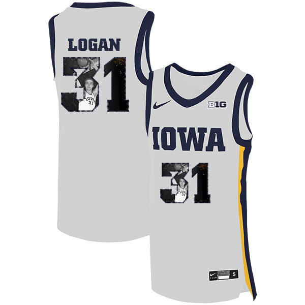 Iowa Hawkeyes 31 Bill Logan White Nike Basketball College Fashion Jersey
