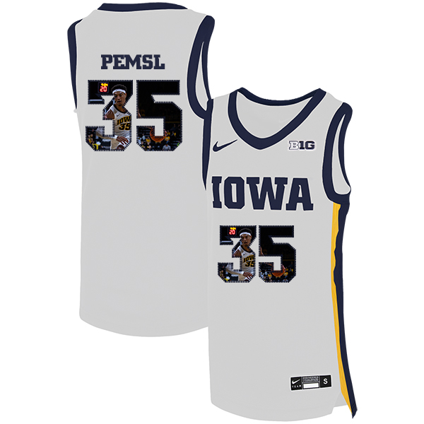 Iowa Hawkeyes 35 Cordell Pemsl White Nike Basketball College Fashion Jersey