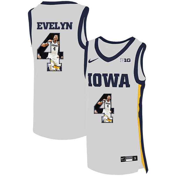 Iowa Hawkeyes 4 Bakari Evelyn White Nike Basketball College Fashion Jersey