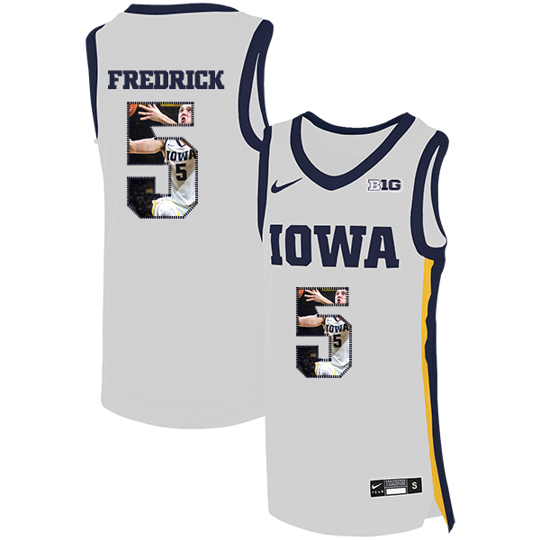Iowa Hawkeyes 5 CJ Fredrick White Nike Basketball College Fashion Jersey