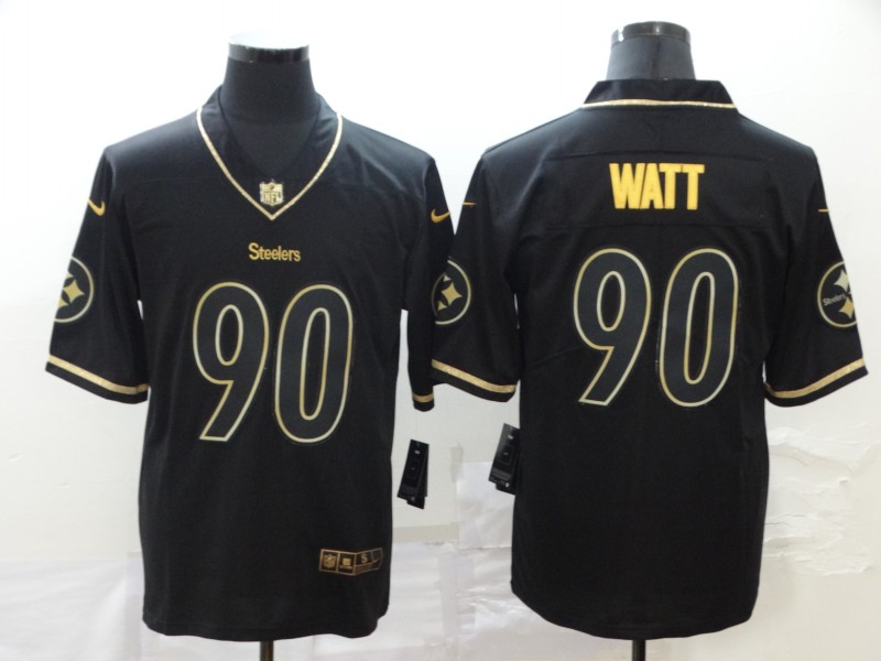 Nike Steelers 90 T.J. Watt Black Gold Throwback Vapor Untouchable Limited Jersey - Click Image to Close
