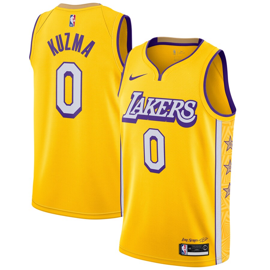 Lakers 0 Kyle Kuzma Yellow 2019-20 City Edition Nike Swingman Jersey