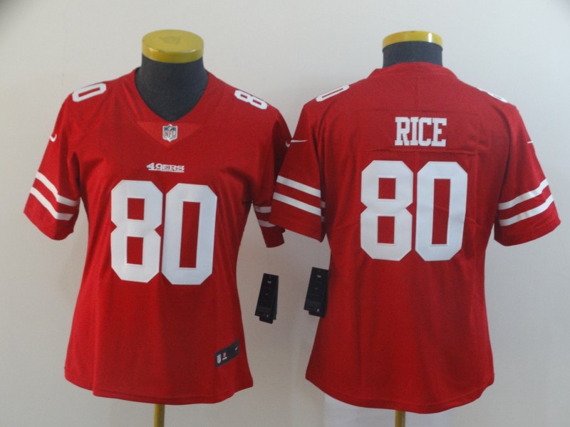 Nike 49ers 80 Jerry Rice Red Women Vapor Untouchable Limited Jersey